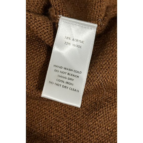 Things Between Caramel Brown Roll Neck Dolman Sleeve Wool Blend Sweater Medium - Picture 8 of 8